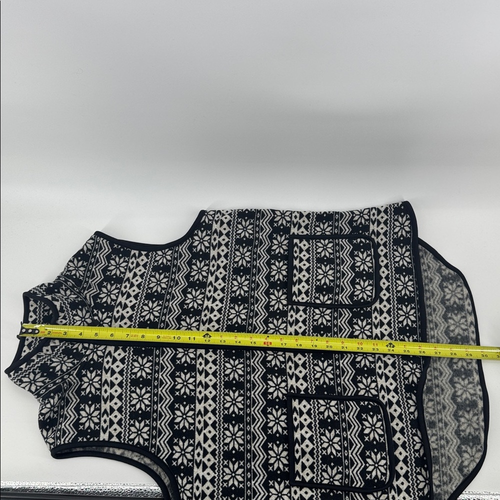 Vermont Country Store fair Isle‎ Black & Cream Snowflake Fleece Zip Vest Sz 1X - Picture 7 of 7